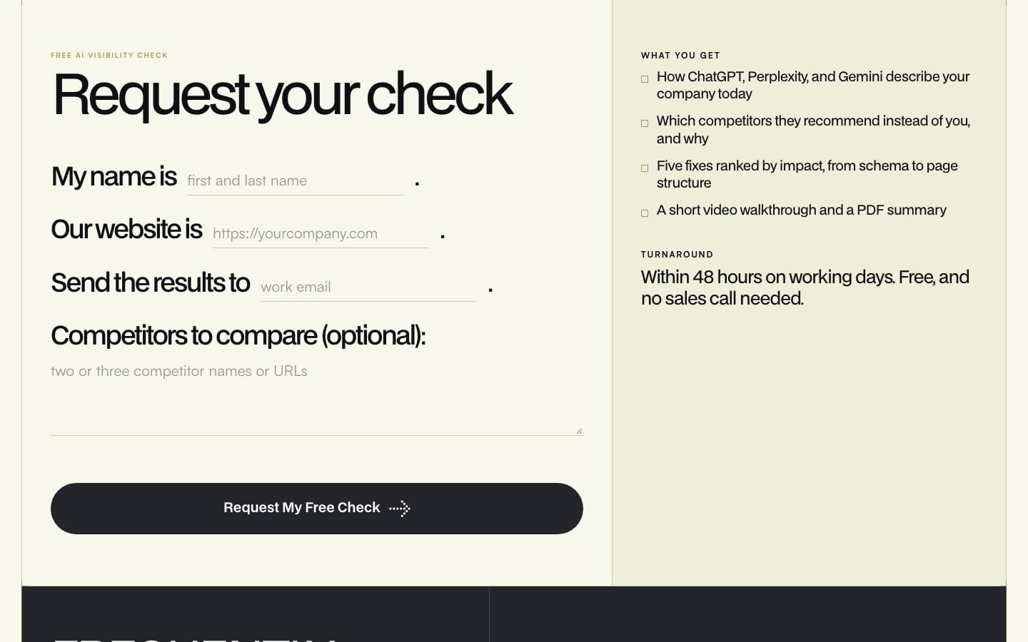 AI visibility check: Lead magnet · Form